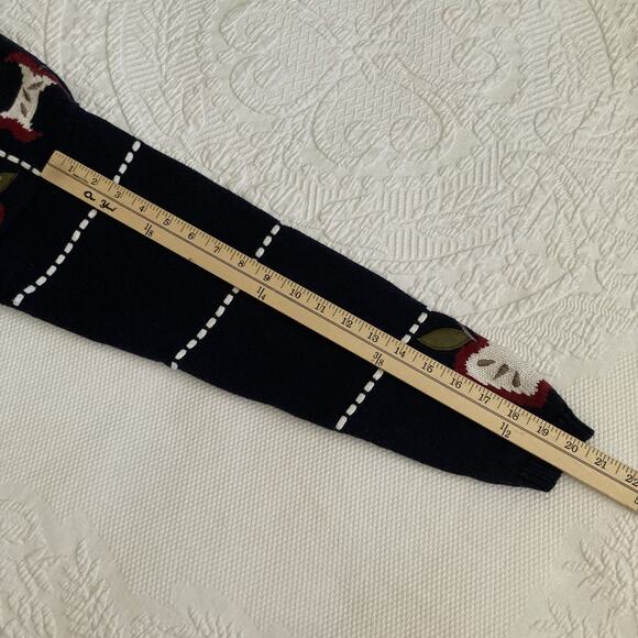 Vintage Christopher & Banks Hand Embroidered Apple Teacher Cardigan Navy Small - Picture 10 of 11